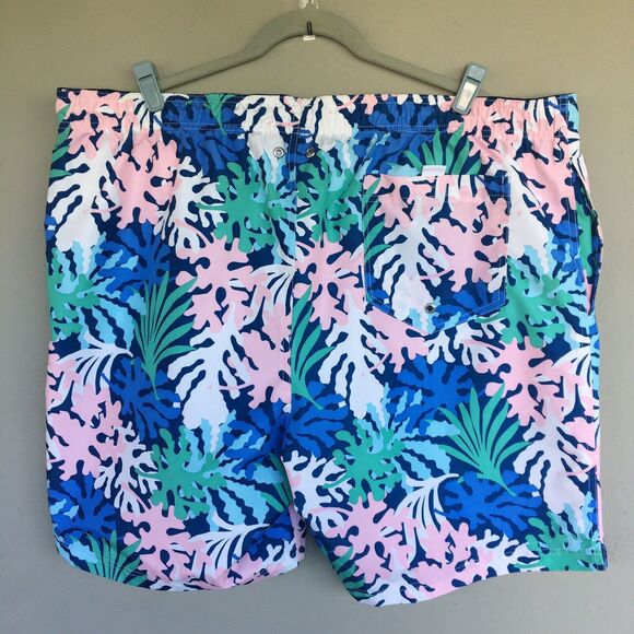 Lands' End Men Swim Trunks Shorts XXL Leaf Print Pockets Tropical Beach Resort - Picture 6 of 11